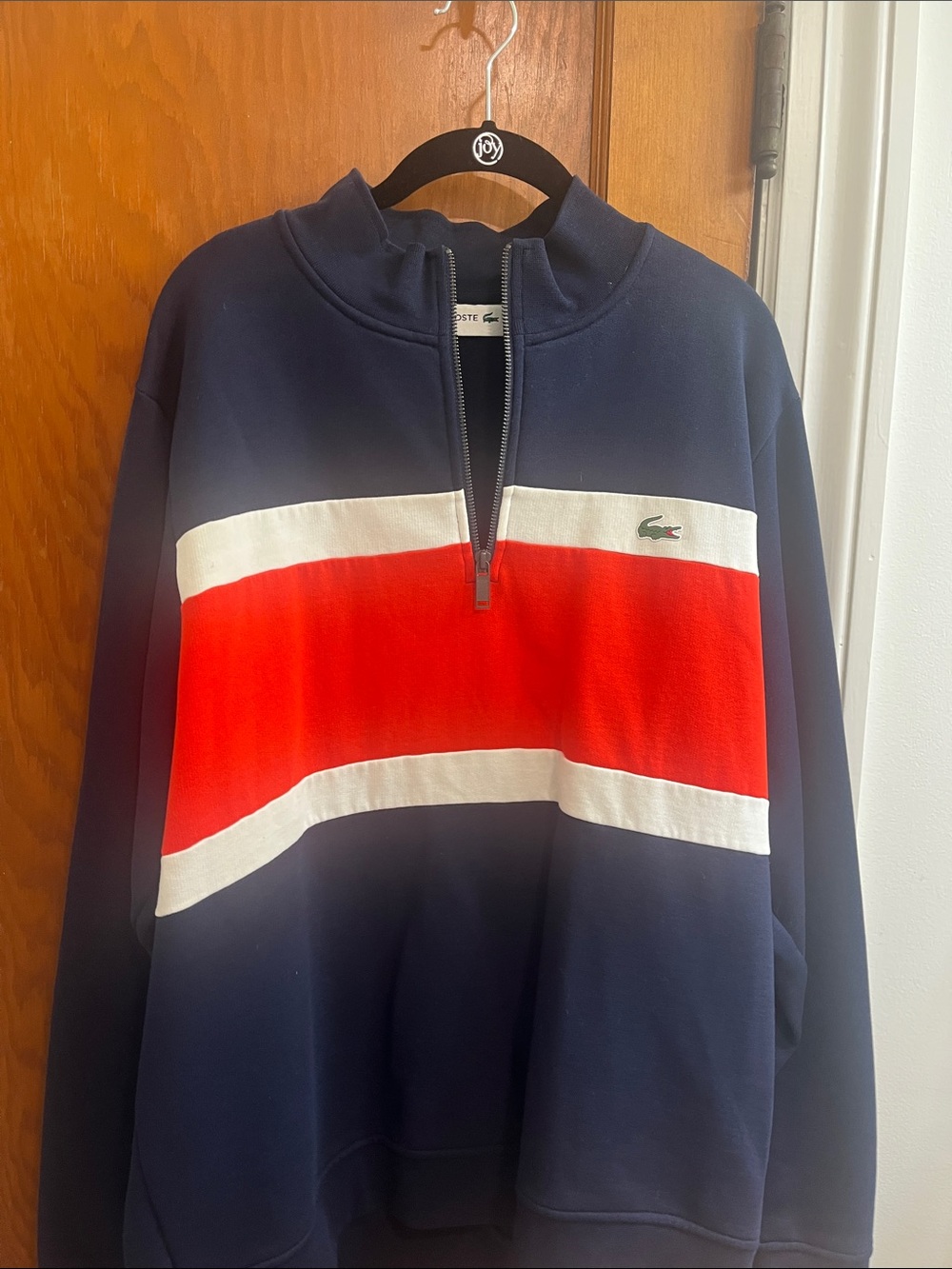 Lacoste Navy, Red & White Half-Zip Pullover